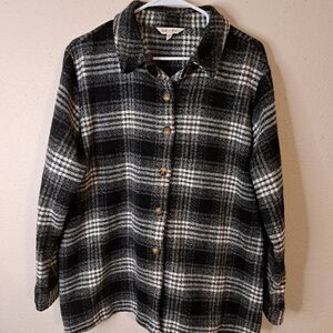 Linda Anderson Love your Style black plaid button down jacket size XL
